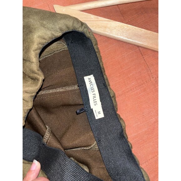 Avenues Filles Olive Green High-Waisted Pull-On  Suede Pants Women size M Medium - Picture 6 of 12